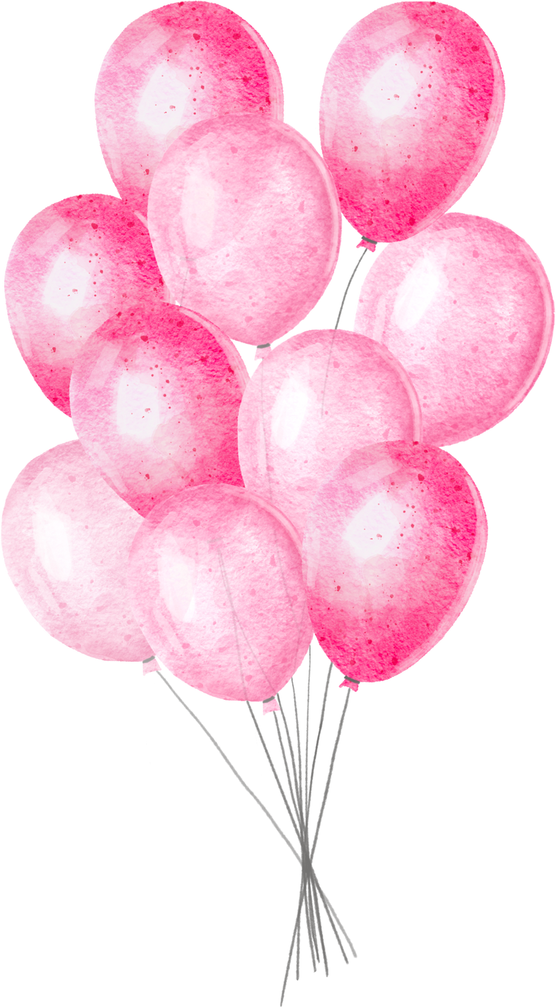 Watercolor pink air balloons. Baby  illustration